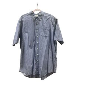 L.L. Bean Shirt Mens XL Tall Blue White Striped Button Up Dress‎ Classic